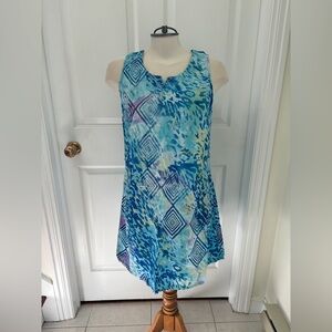 Peppermint Bay Blue Patterned Sleeveless Dress plus size